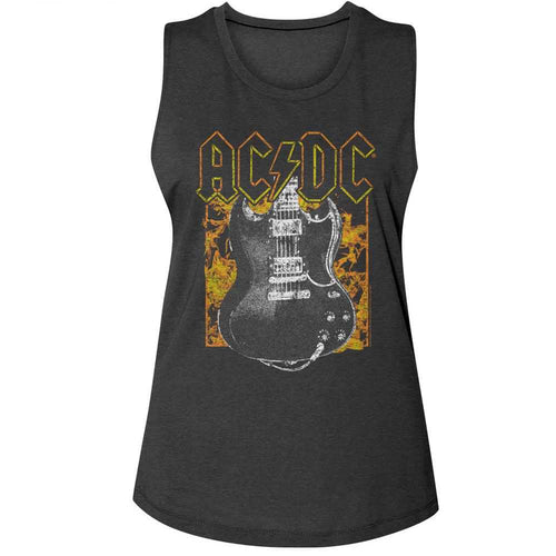 AC/DC - ACDC FIRE AND GUITAR Adult Shirt