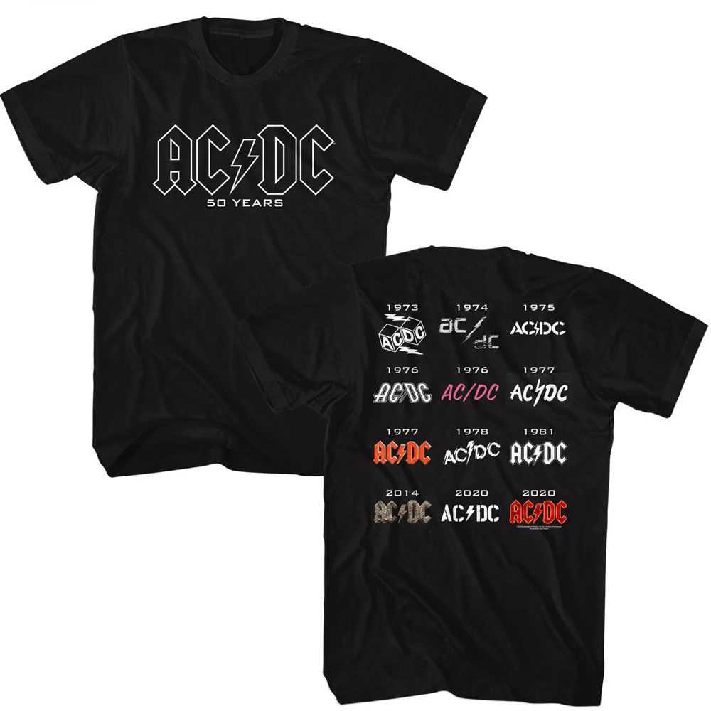 AC/DC - ACDC 50 YEARS LOGOS FRONT BACK Adult Shirt