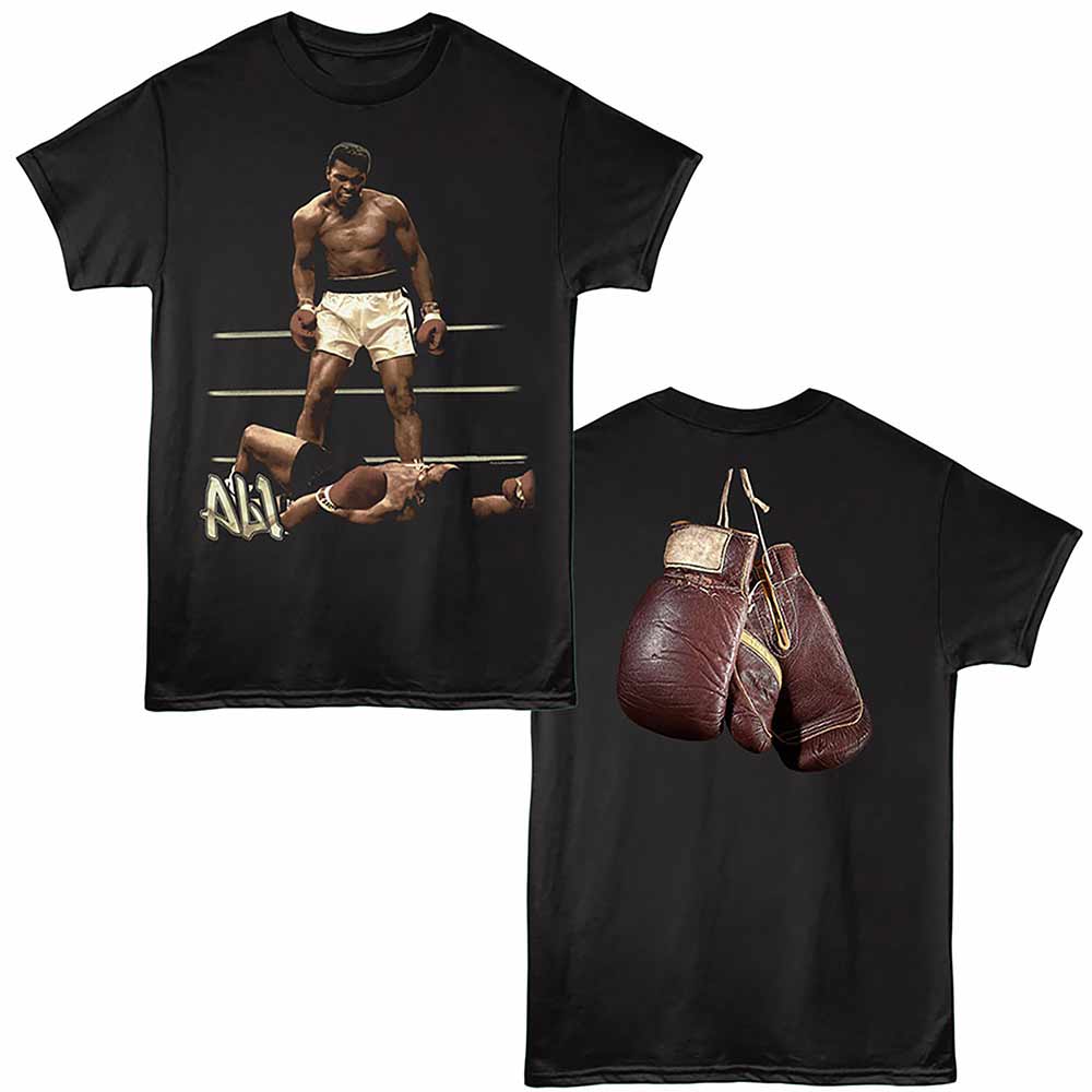 Muhammad Ali - MUHAMMAD ALI HANGING GLOVES ON BACK Adult Shirt