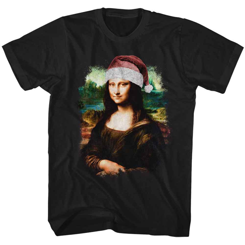 Art Gallery - ART GALLERY MONA LISA IN SANTA HAT Adult Shirt
