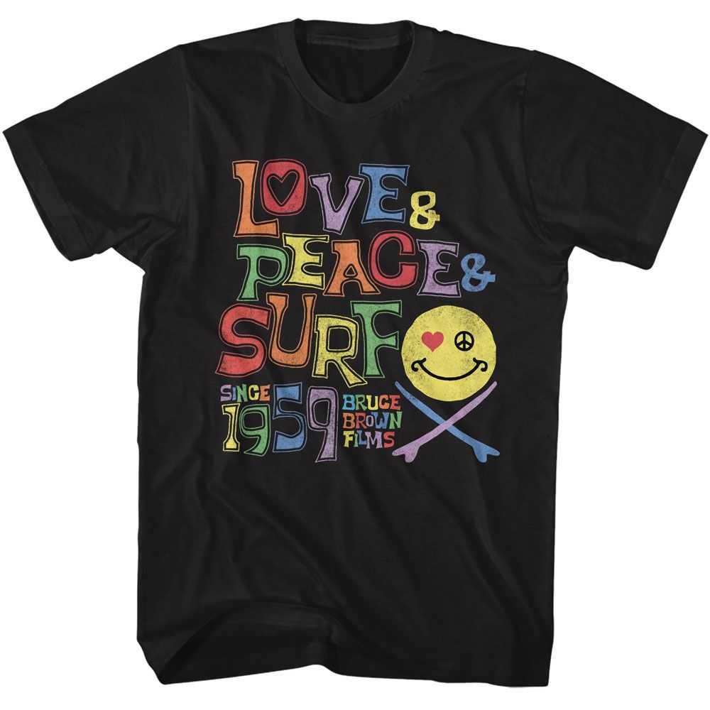 Bruce Brown Films - BBF LOVE PEACE AND SURF Adult Shirt