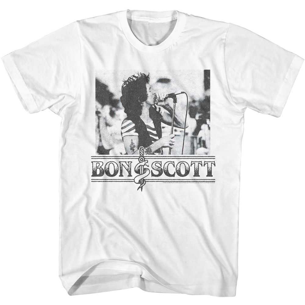 Bon Scott - BON SCOTT SINGING WITH MICROPHONE Adult Shirt