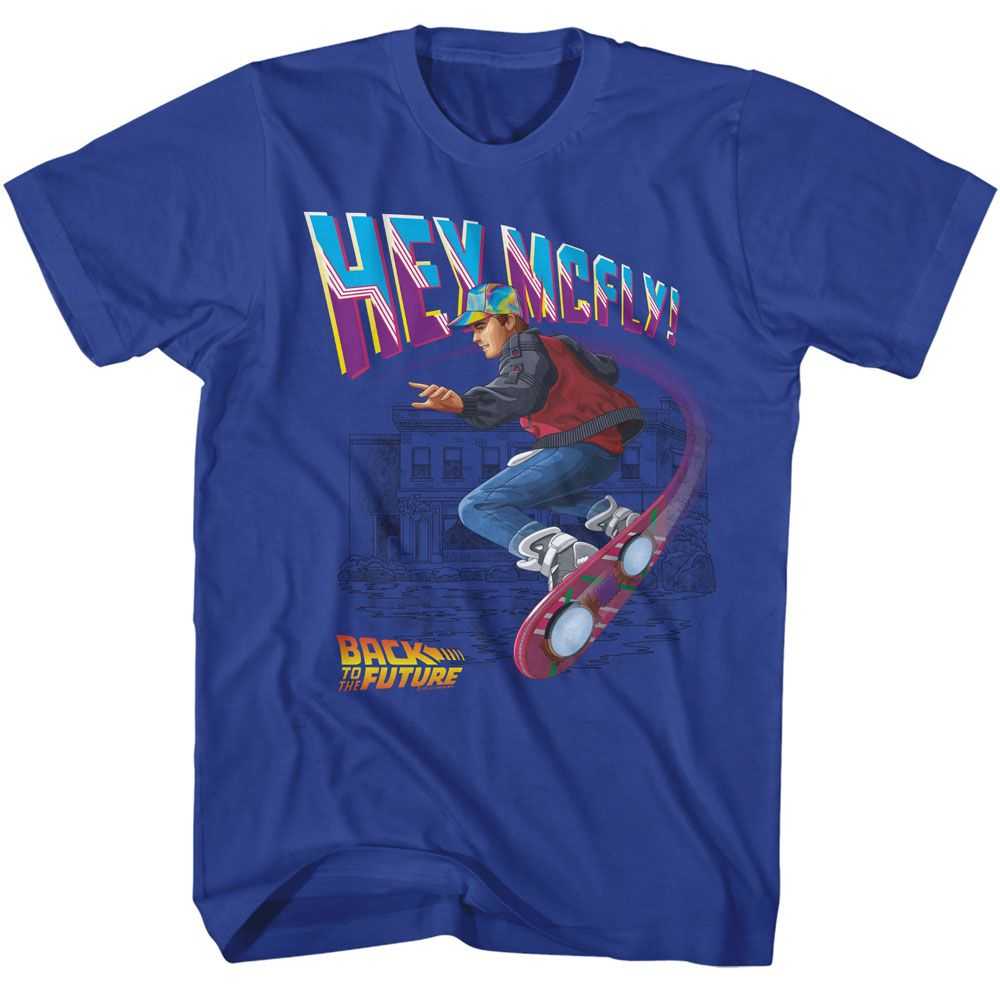 Back to the Future - BTTF HEY MCFLY FLYING HOVERBOARD Adult Shirt