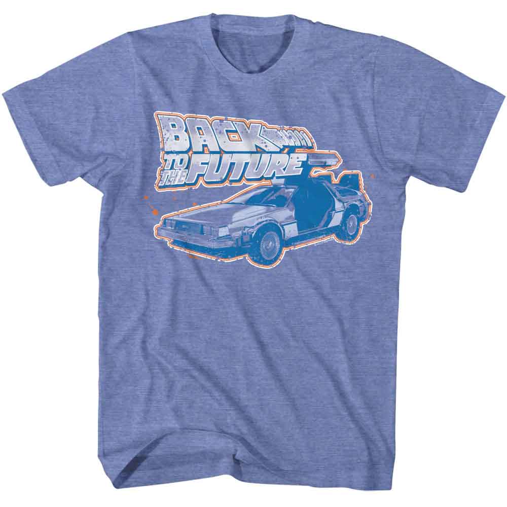 Back to the Future - BTTF LOGO AND CAR Adult Shirt
