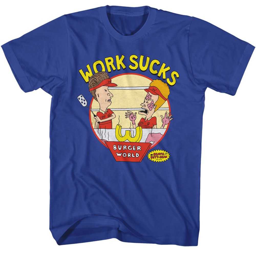 Beavis and Butthead - BEAVIS AND BUTTHEAD WORK SUCKS Adult Shirt