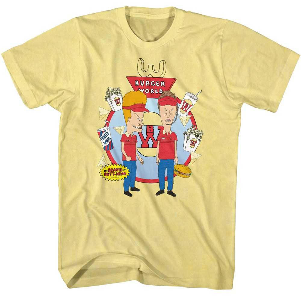 Beavis and Butthead - BEAVIS AND BUTTHEAD BURGER WORLD Adult Shirt