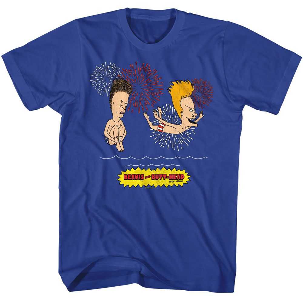 Beavis and Butthead - BEAVIS AND BUTTHEAD FIREWORK SWIM Adult Shirt