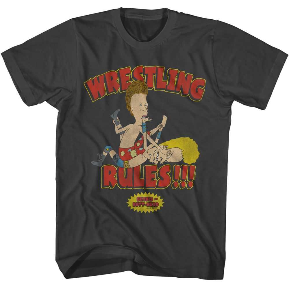 Beavis and Butthead - BEAVIS AND BUTTHEAD WRESTLING RULES Adult Shirt
