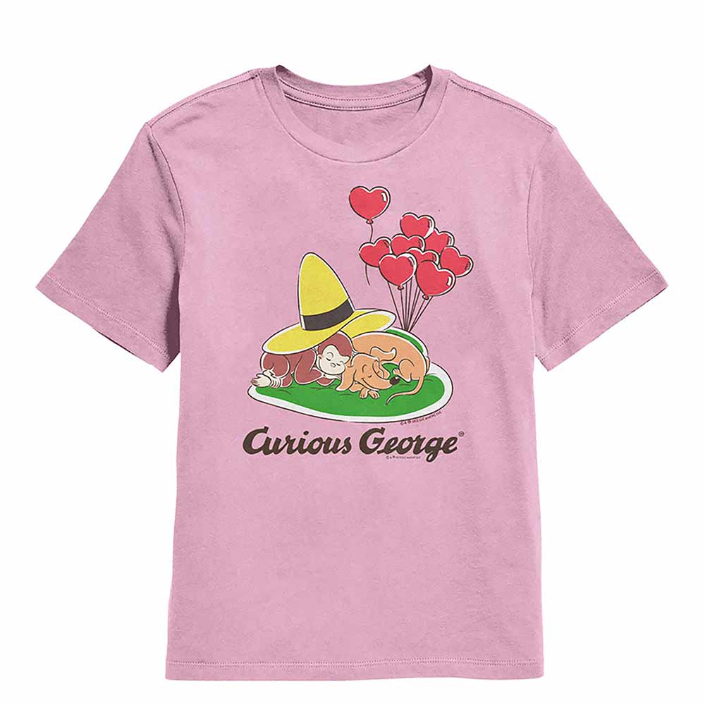 Curious George - CURIOUS GEORGE HEART BALLOONS AND DOG Youth Shirt
