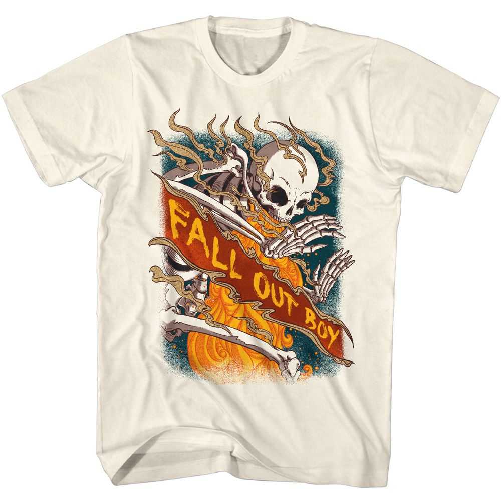 Fall Out Boy - FALL OUT BOY FIRE SKELETON Adult Shirt
