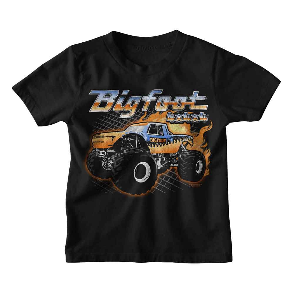 Bigfoot - BIGFOOT TRUCK WITH FLAMES Youth Shirt