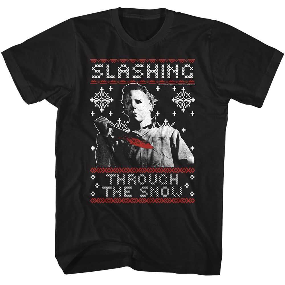 Halloween - HALLOWEEN SLASHING THRU THE SNOW Adult Shirt