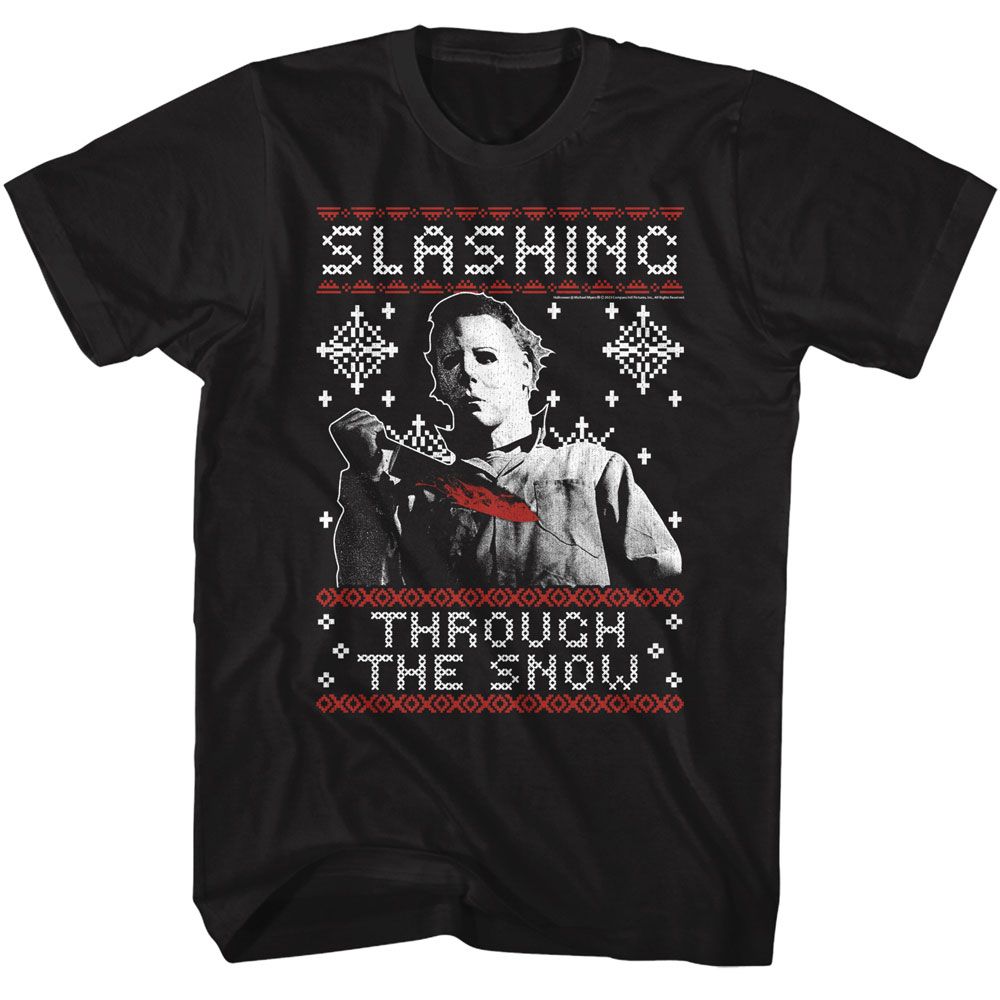 Halloween - HALLOWEEN SLASHING THRU THE SNOW Adult Shirt