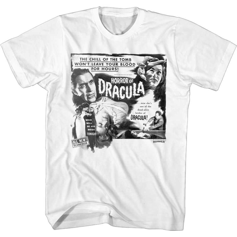 Hammer Horror - BANDW HORROR OF DRACULA Adult Shirt
