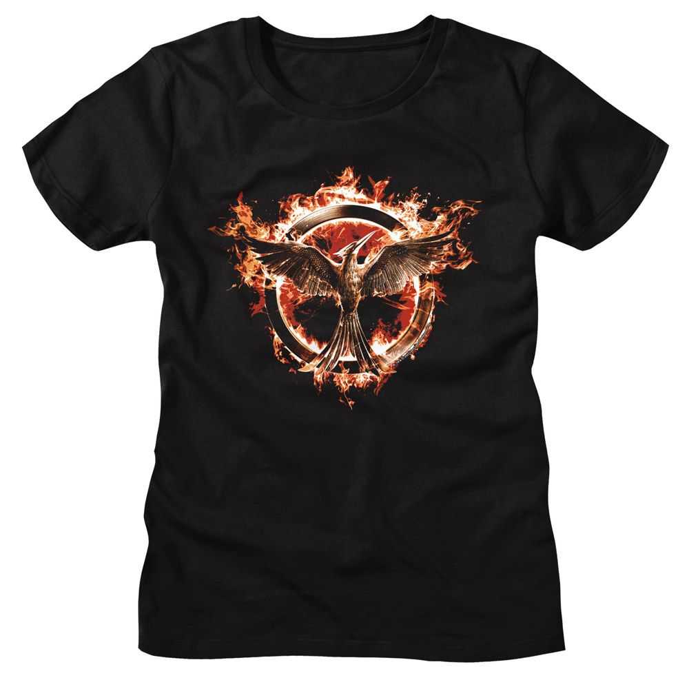 Hunger Games - HUNGER GAMES FLAMING MOCKINGJAY Adult Shirt