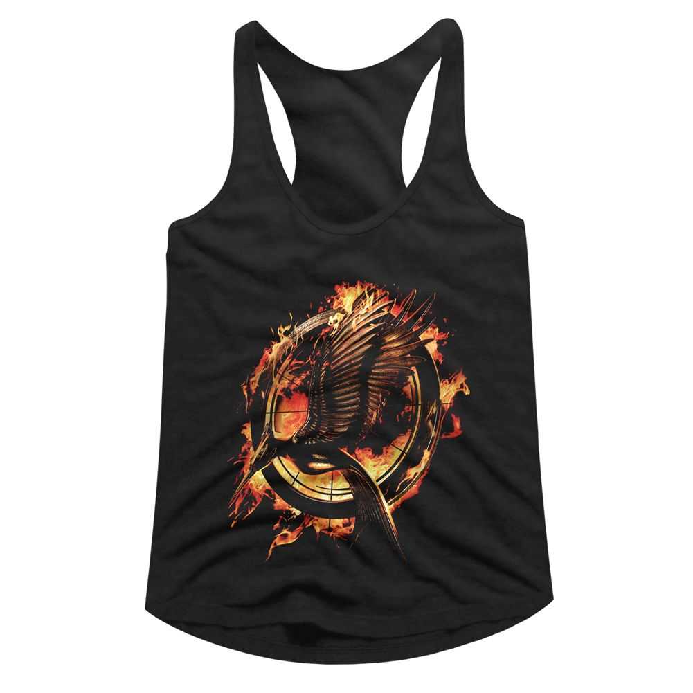 Hunger Games - HUNGER GAMES FLAMING MOCKINGJAY Adult Shirt