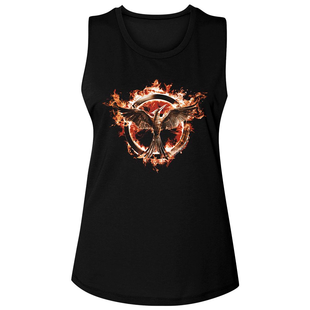Hunger Games - HUNGER GAMES FLAMING MOCKINGJAY Adult Shirt