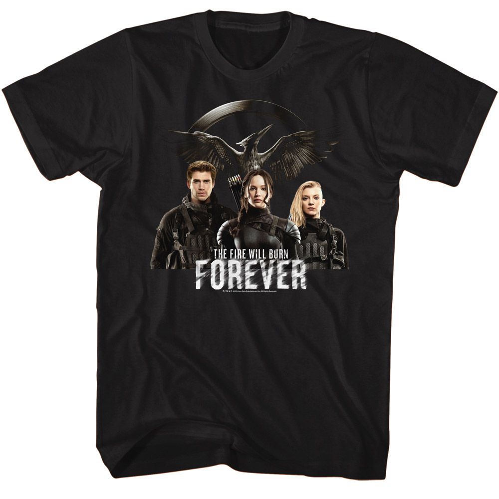 Hunger Games - HUNGER GAMES FIRE WILL BURN FOREVER Adult Shirt
