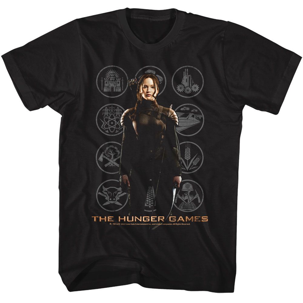 Hunger Games - HUNGER GAMES KATNISS WITH DISTRICTS Adult Shirt