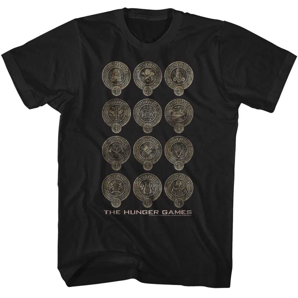 Hunger Games - HUNGER GAMES DISTRICT BADGES Adult Shirt