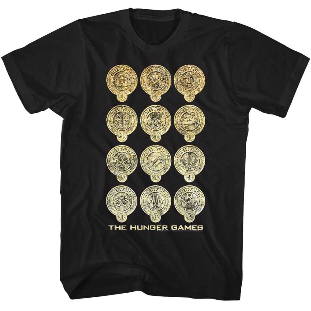 Hunger Games - HUNGER GAMES SHINE DISTRICT LOGOS Adult Shirt