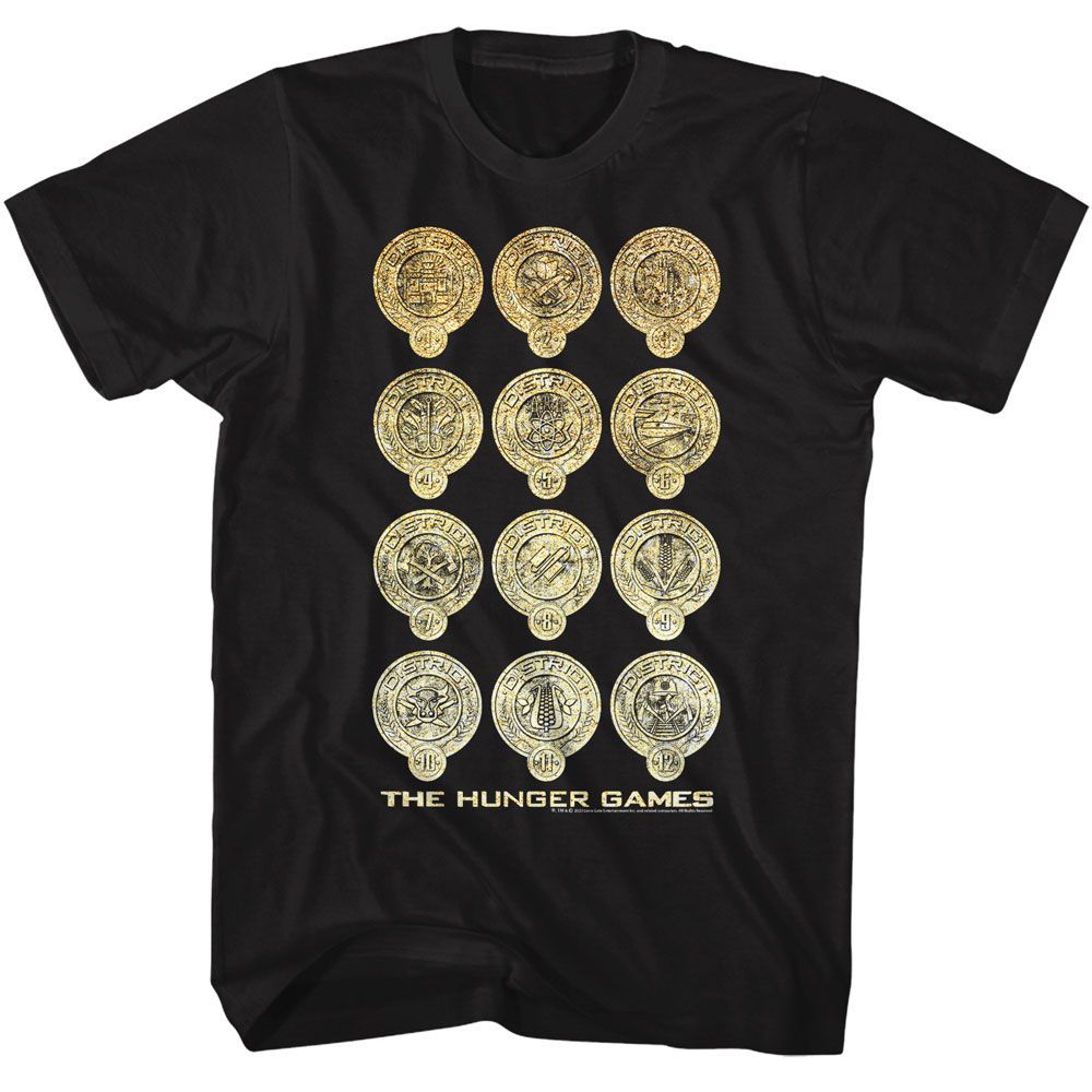 Hunger Games - HUNGER GAMES SHINE DISTRICT LOGOS Adult Shirt