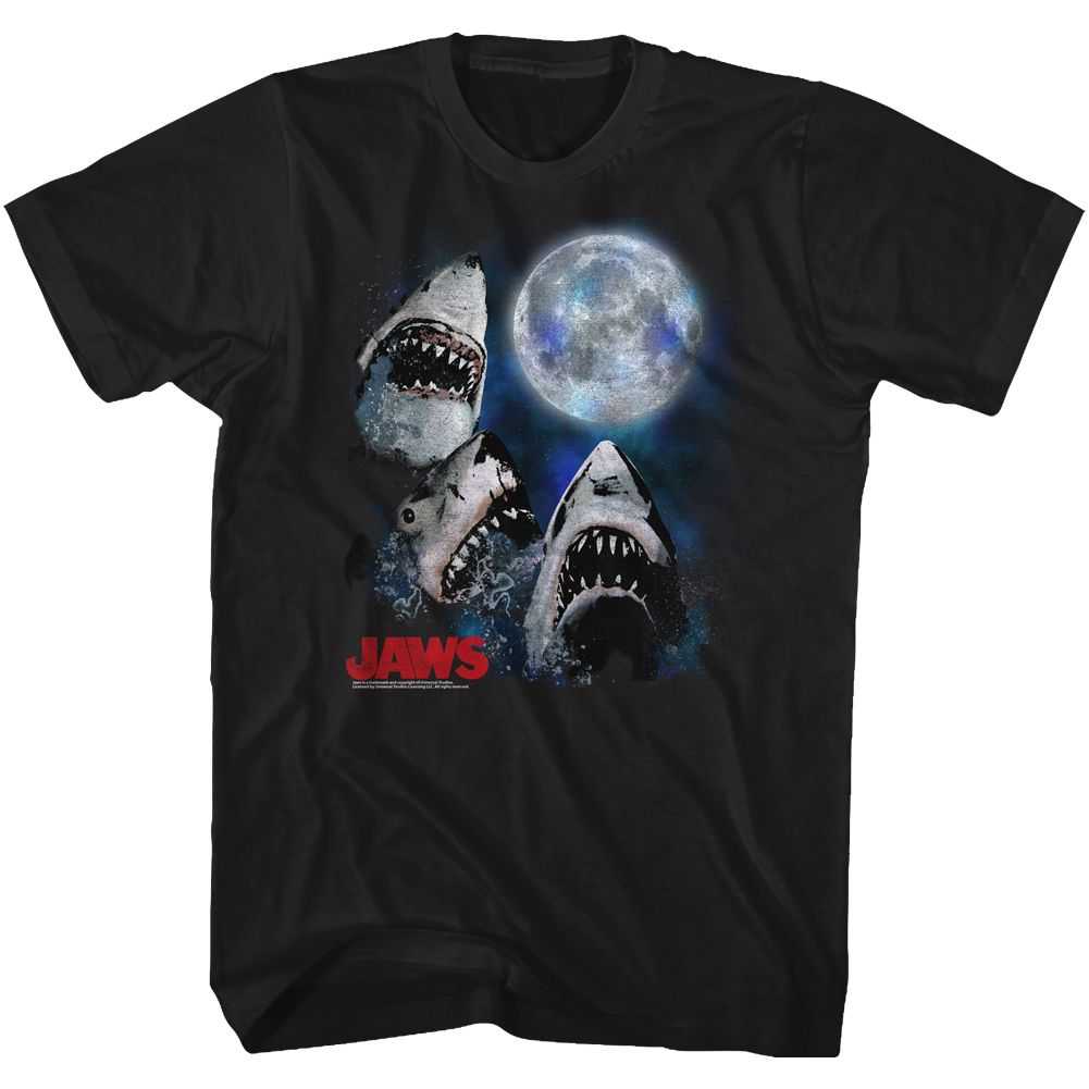 Jaws - THREE SHARK MOON Adult Shirt