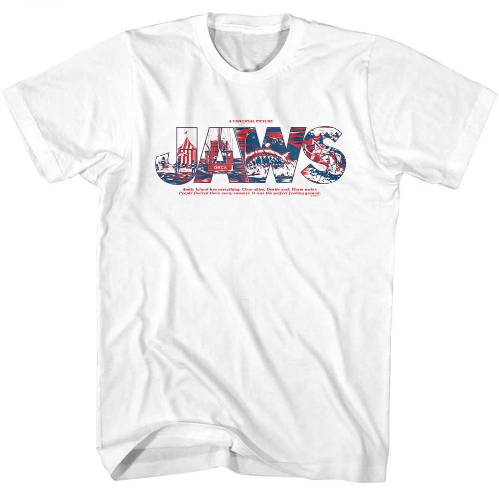 Jaws - JAWS LOGO WITH COMICS Adult Shirt