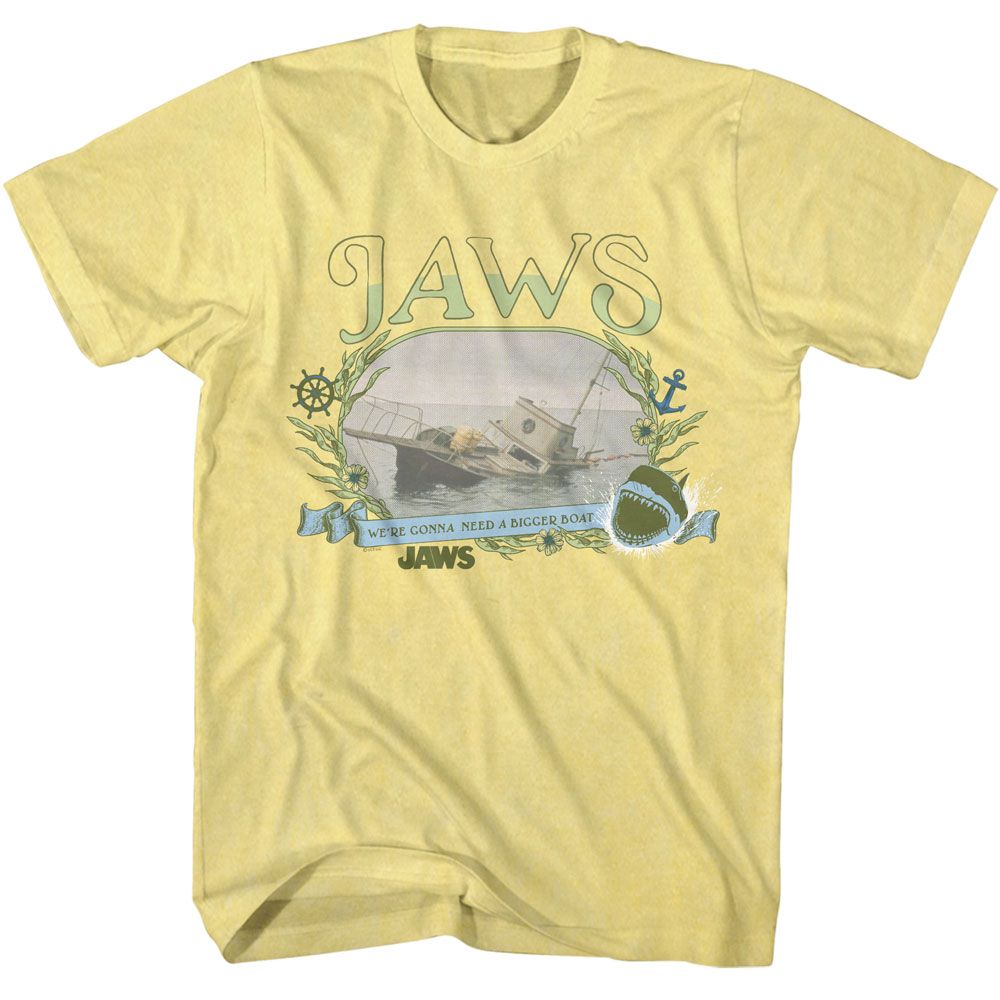 Jaws - JAWS BOAT SINKING FLORALS Adult Shirt
