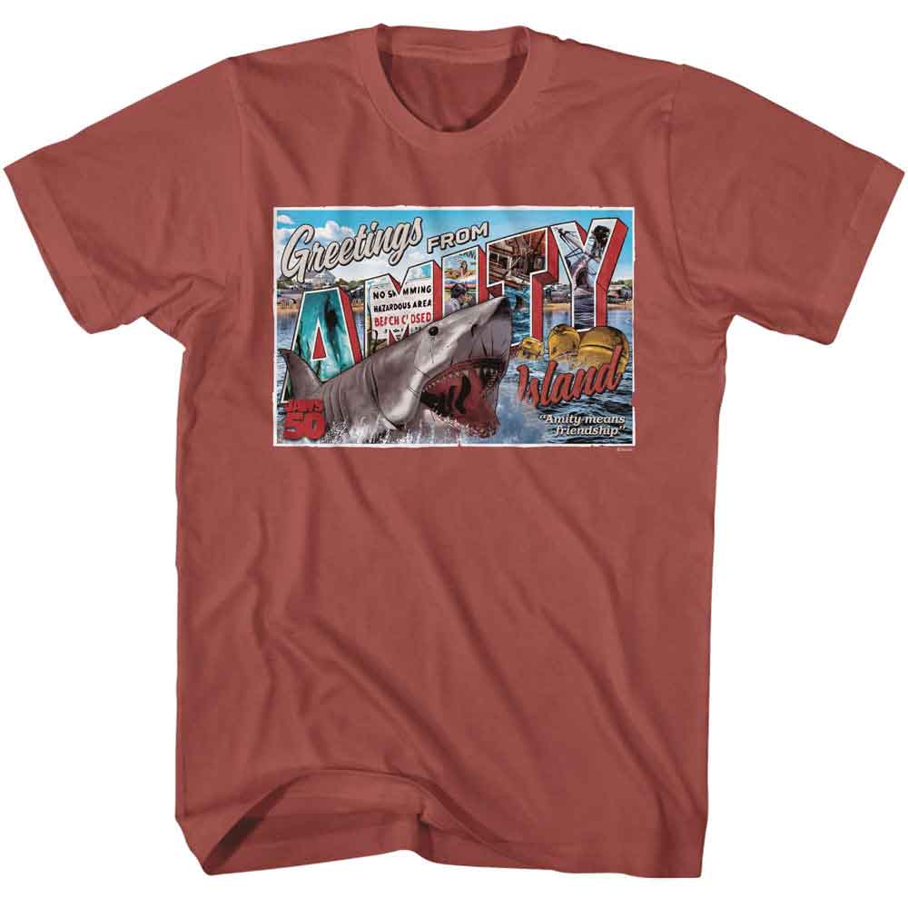 Jaws - JAWS AMITY ISLAND POSTCARD Adult Shirt