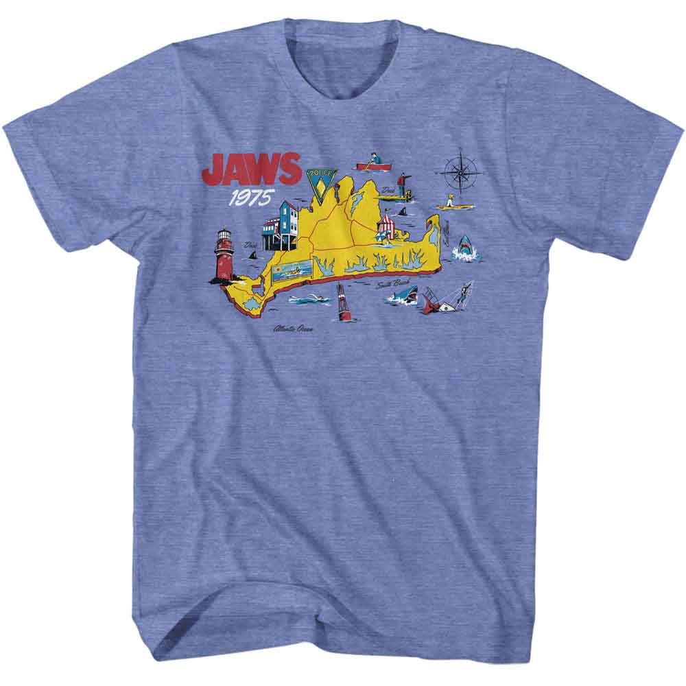Jaws - JAWS 75 ISLAND MAP Adult Shirt