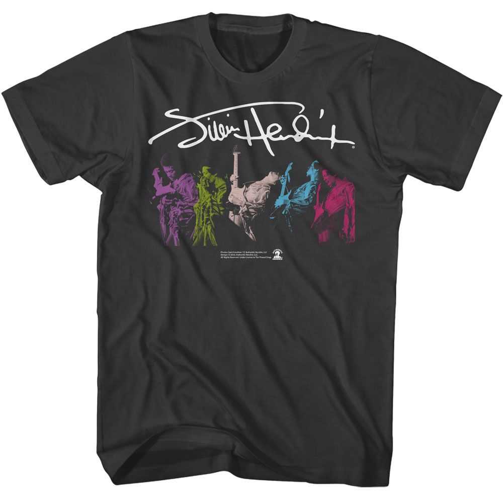 Jimi Hendrix - JIMI HENDRIX SIGNATURE AND MULTI PHOTO Adult Shirt