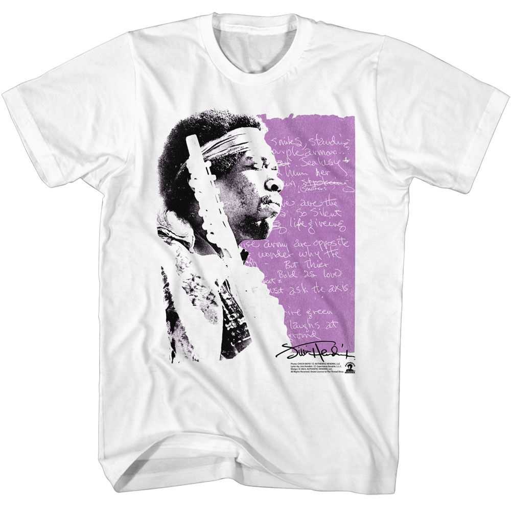 Jimi Hendrix - JIMI HENDRIX HANDWRITTEN LYRICS Adult Shirt