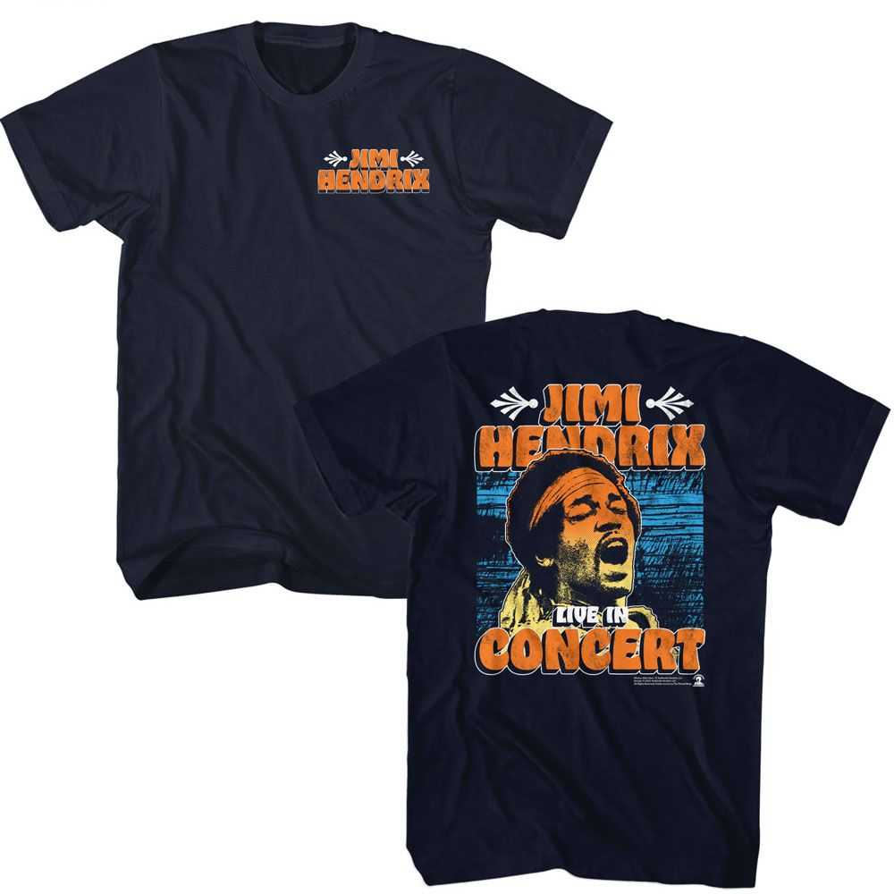 Jimi Hendrix - JIMI HENDRIX IN CONCERT FRONT AND BACK Adult Shirt