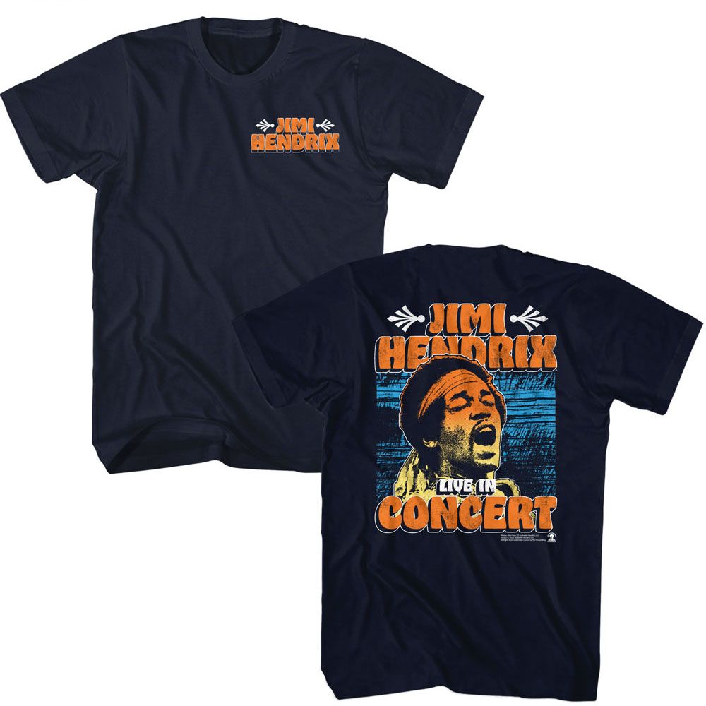 Jimi Hendrix - JIMI HENDRIX IN CONCERT FRONT AND BACK Adult Shirt