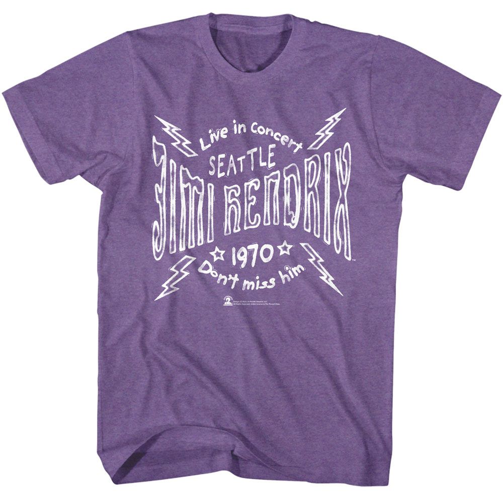 Jimi Hendrix - JIMI HENDRIX SEATTLE 70 LIGHTNING Adult Shirt