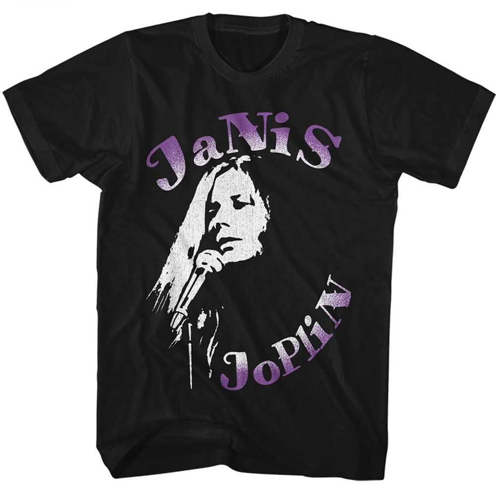 Janis Joplin - JANIS JOPLIN JANIS ON THE MIC Adult Shirt