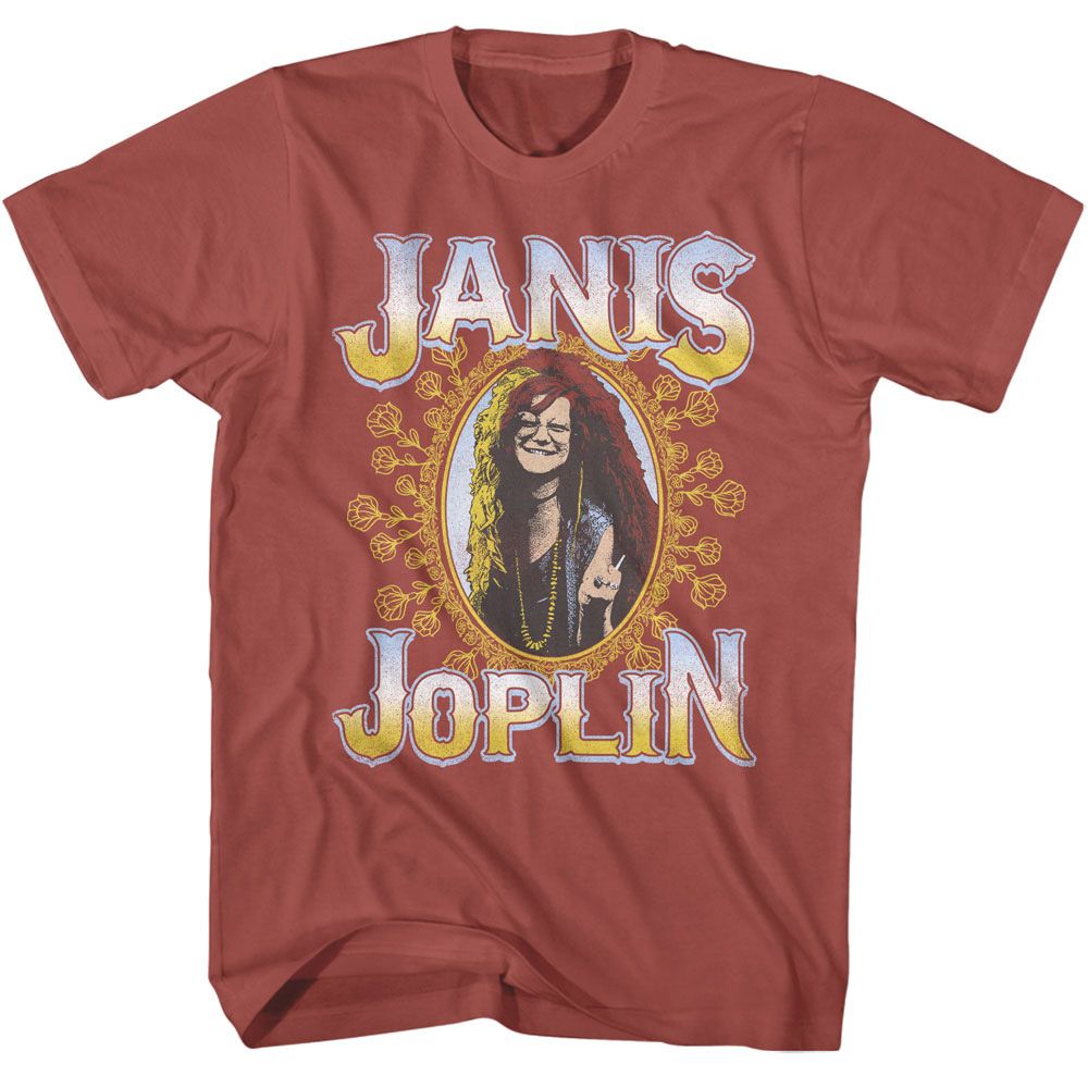 Janis Joplin - JANIS JOPLIN FLORAL FRAME Adult Shirt