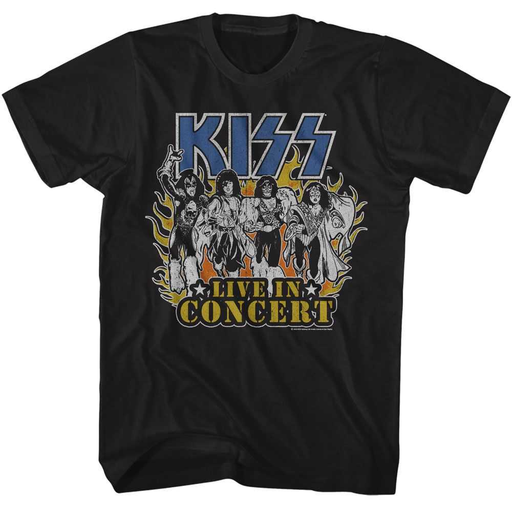 KISS - KISS LIVE IN FLAMES Adult Shirt