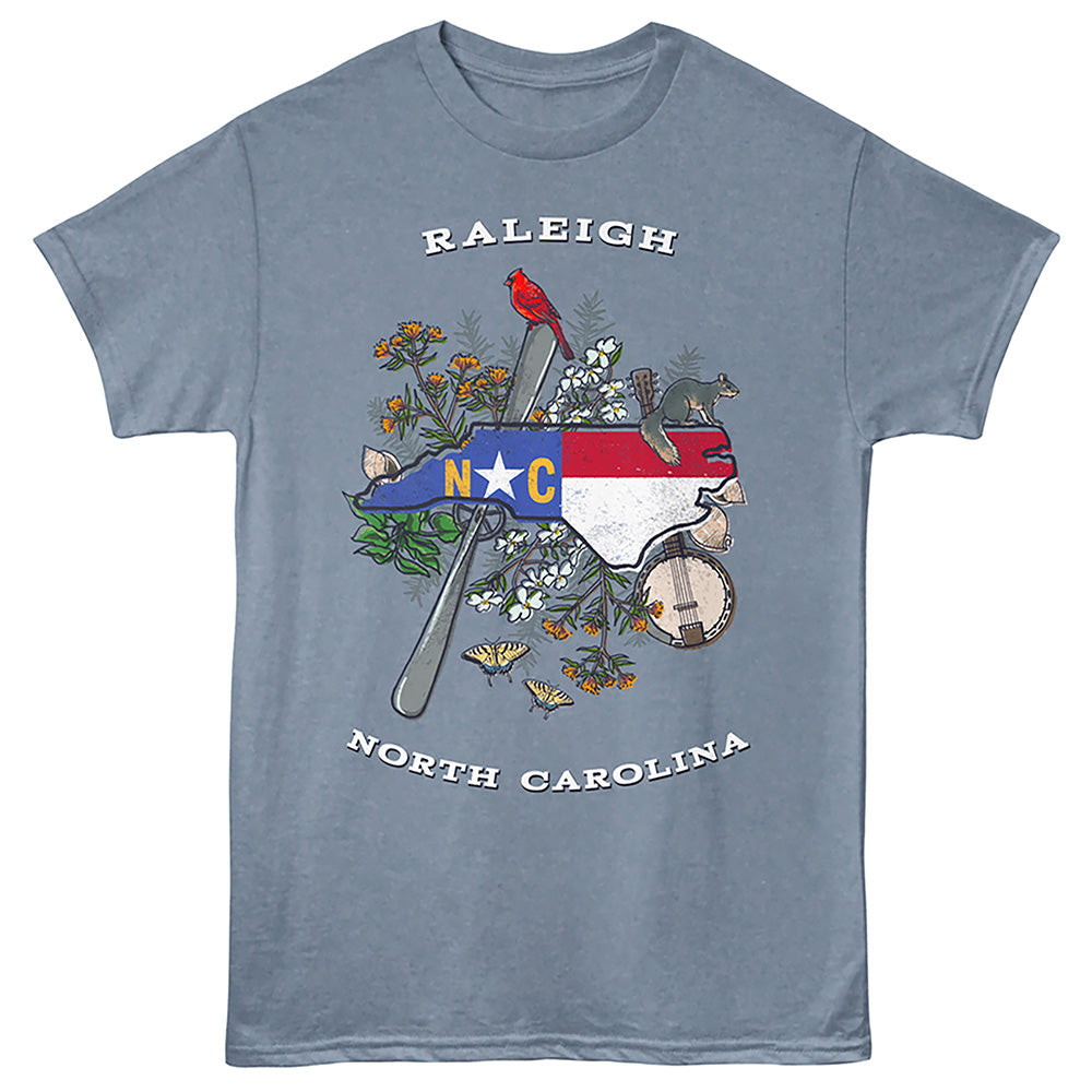 Lantern Press - RALEIGH COLLAGE Adult Shirt