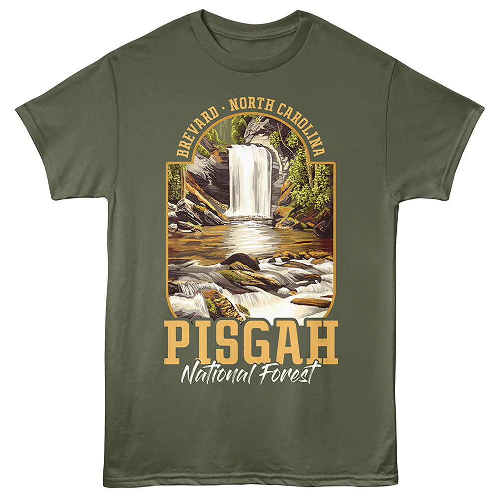 Lantern Press - PISGAH WATERFALL Adult Shirt