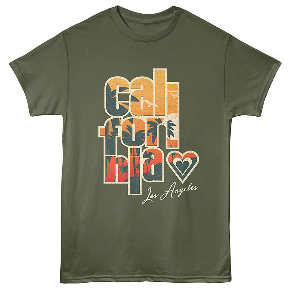 Lantern Press - CALI PALM TREE TEXT Adult Shirt