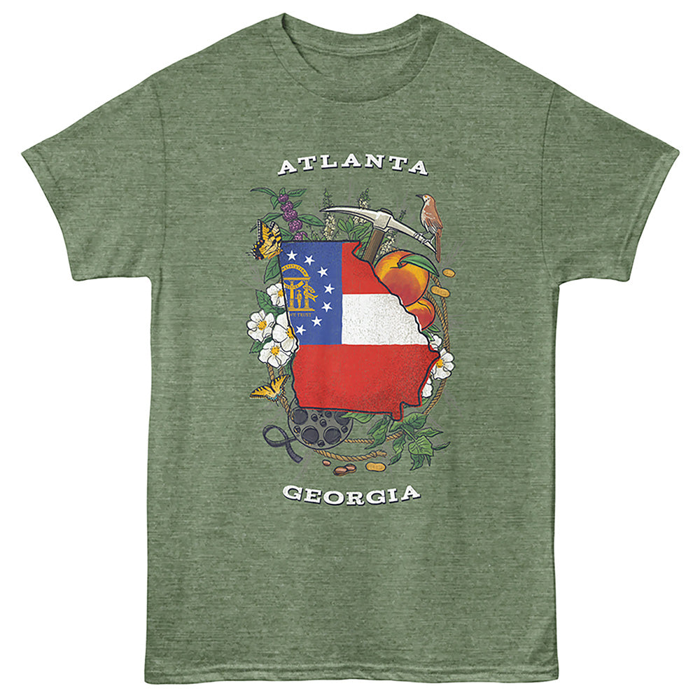 Lantern Press - ALANTA GA ICONS Adult Shirt