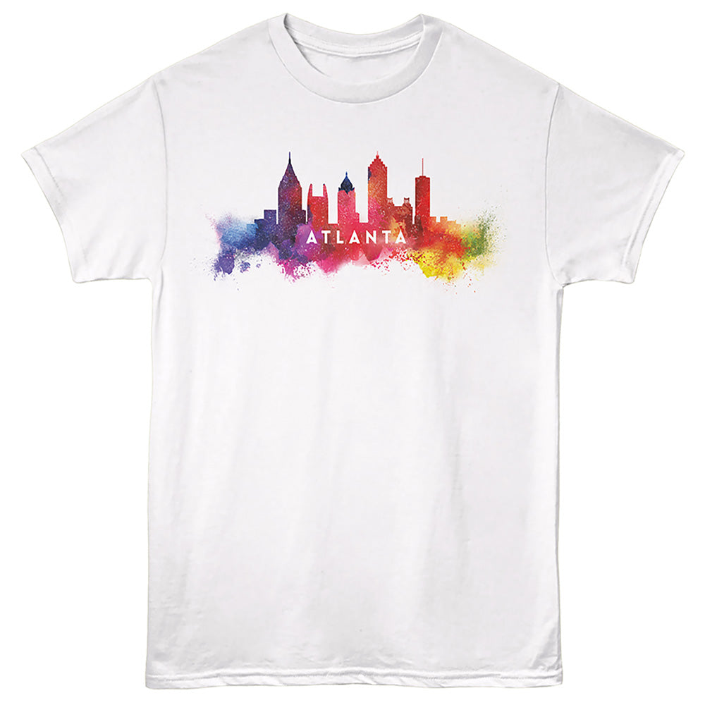 Lantern Press - ATLANTA COLOR CITYSCAPE Adult Shirt