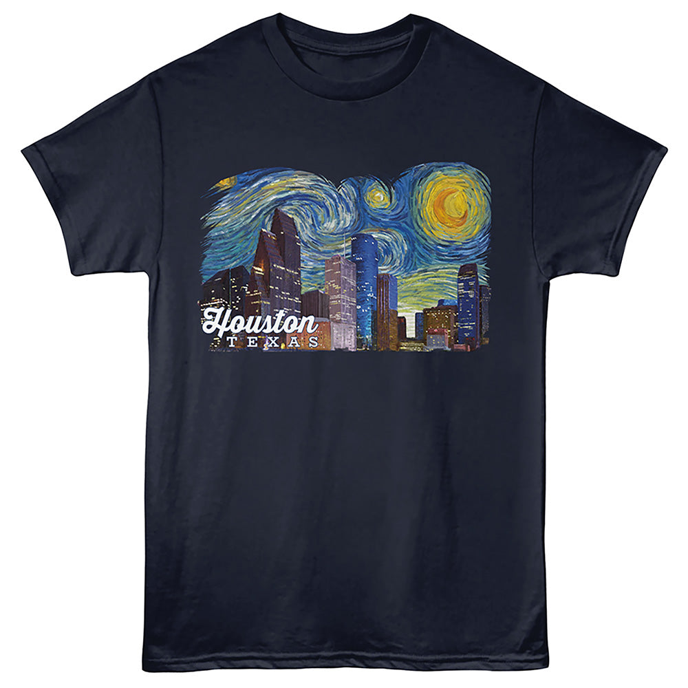 Lantern Press - HOUSTON STARRY NIGHT Adult Shirt