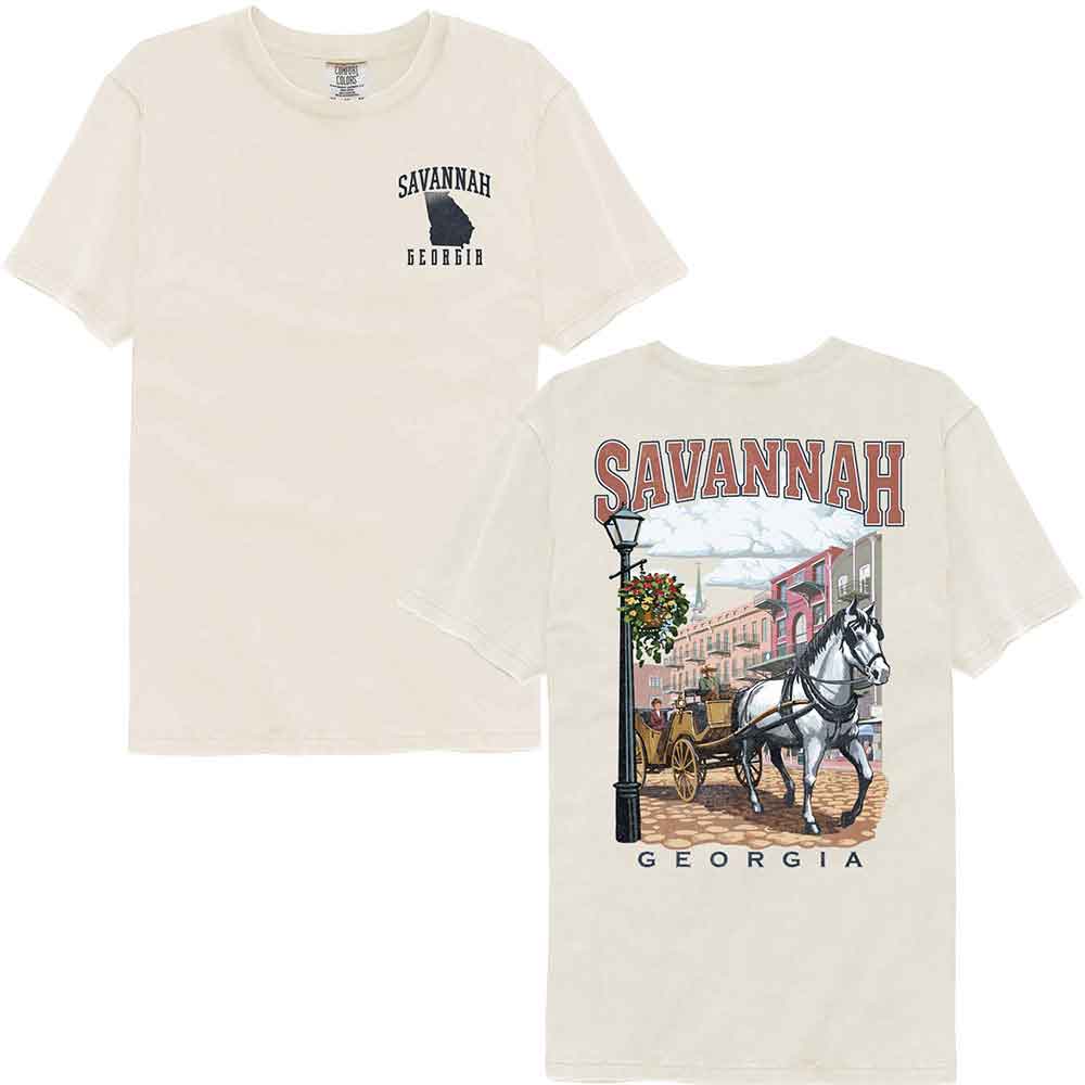 Lantern Press - SAVANNAH CARRIAGE F B Adult Shirt