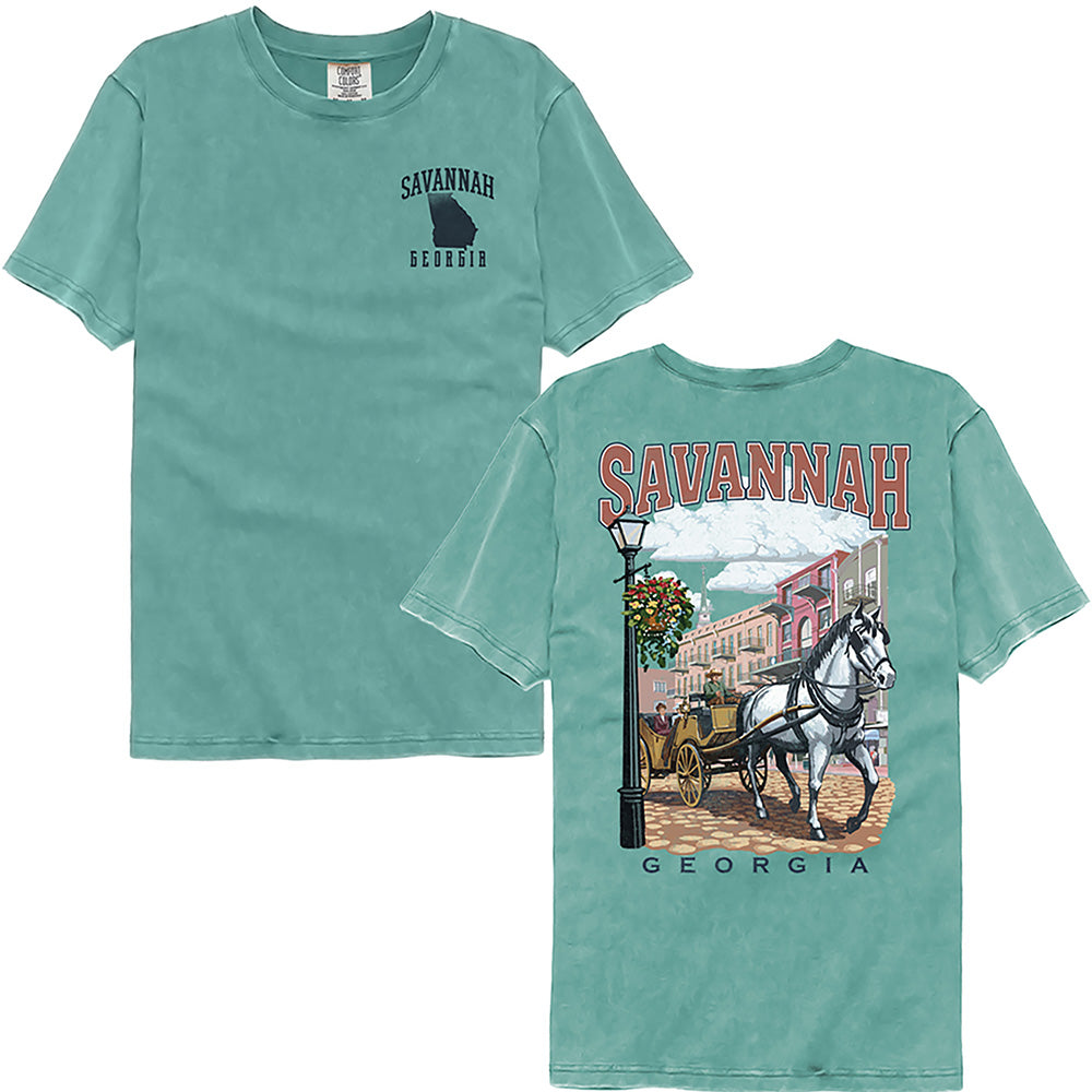 Lantern Press - SAVANNAH CARRIAGE F B Adult Shirt