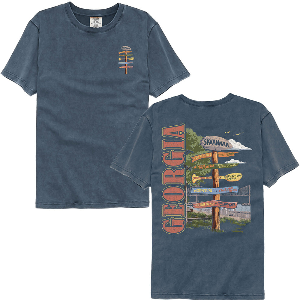Lantern Press - SAVANNAH GA SIGN F B Adult Shirt