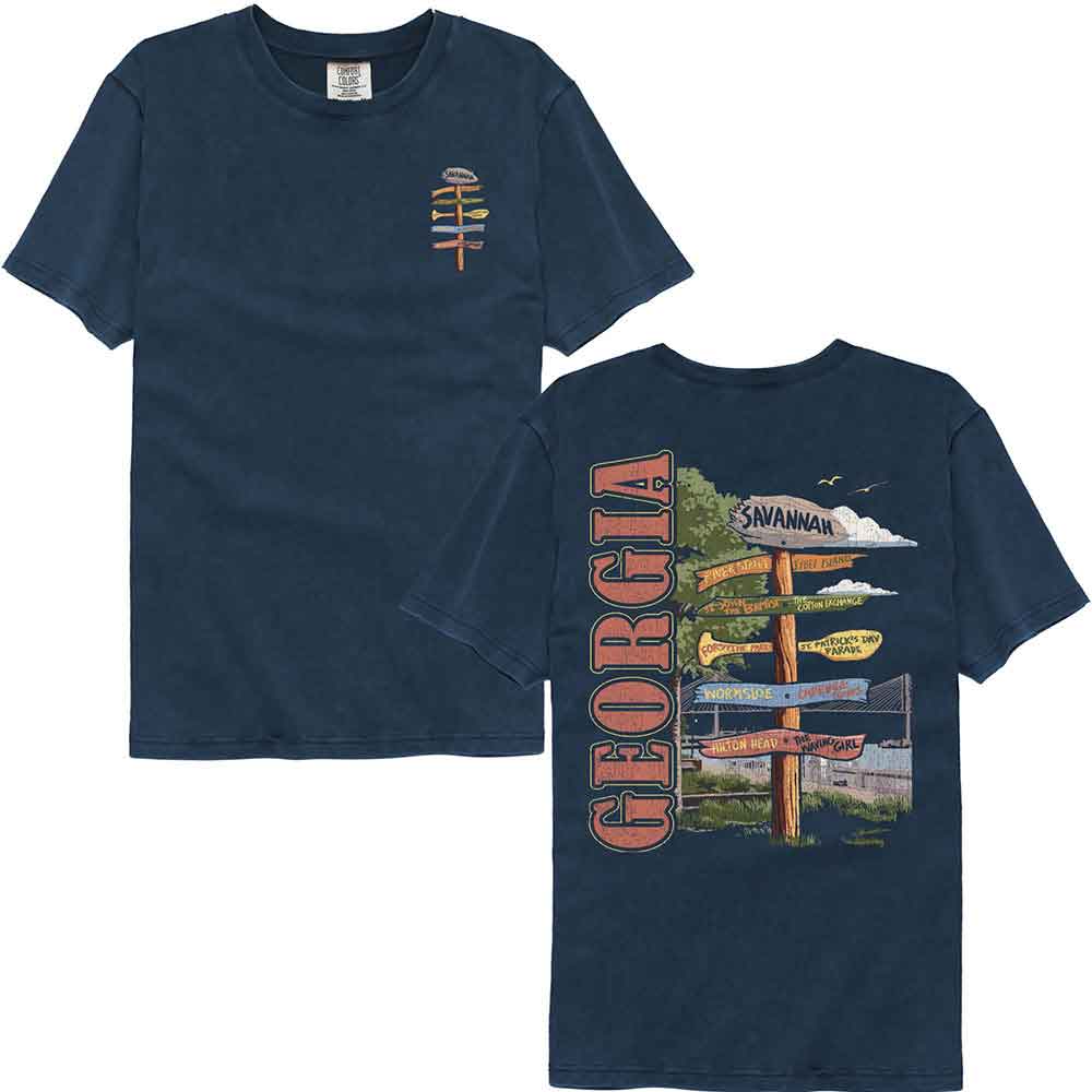 Lantern Press - SAVANNAH GA SIGN F B Adult Shirt