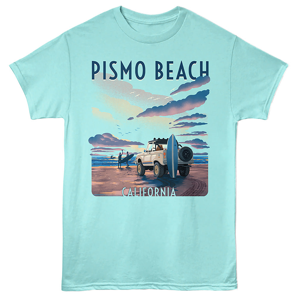 Lantern Press - PISMO CAR BEACH Adult Shirt